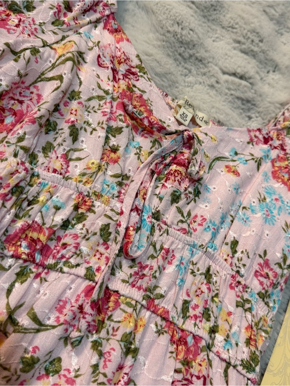 Rewind Pink Floral Smocked Tiered Mini Dress - Picture 2 of 7
